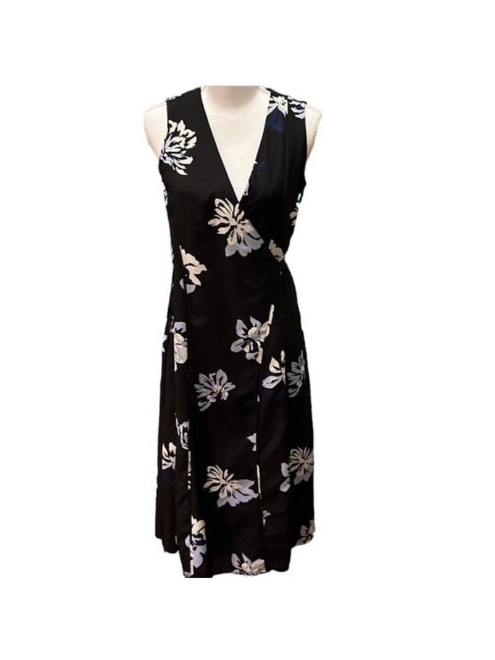 Banana Republic women’s wrap dress Size XS black floral print sleeveless - Picture 2 of 12